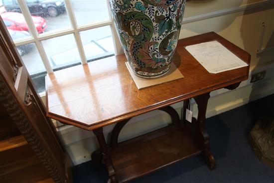 Attributed to A.W.N. Pugin. A pair of mid 19th century Reformed Gothic oak serving tables, probably made by J.G. Crace, W.3ft 6in.